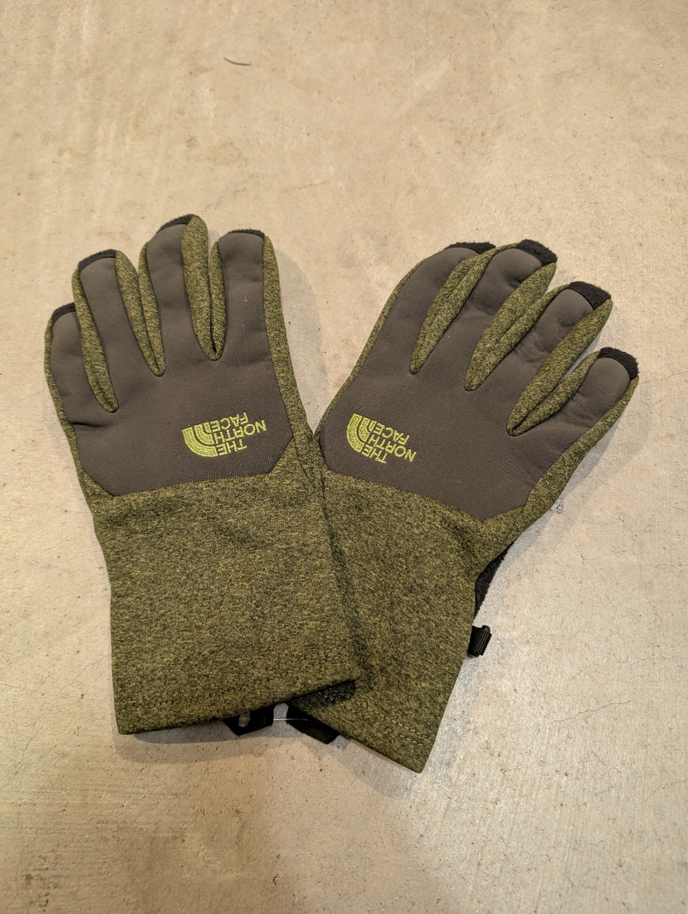 The North Face Denali Adult M Olive Green Black Gray Gloves